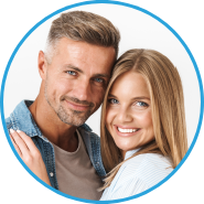 Man and woman with attractive smiles after dental care